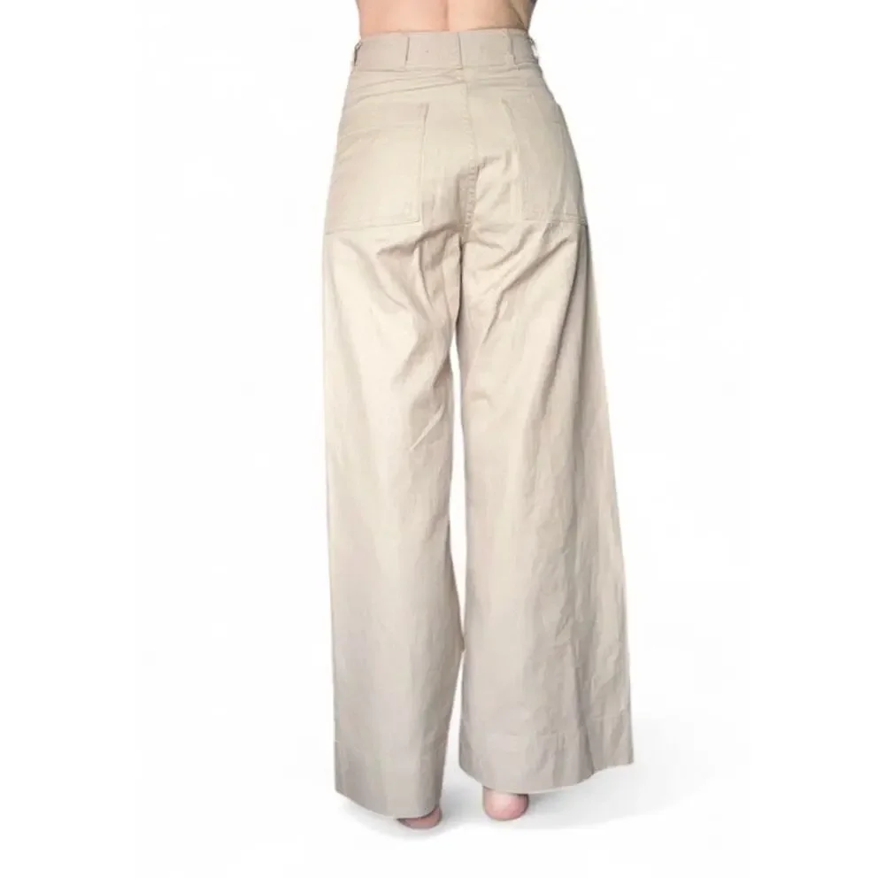 Creatures Of Comfort Madison Wide Leg High Waisted Pants Womens Cream Size 4 USA - Picture 2 of 8